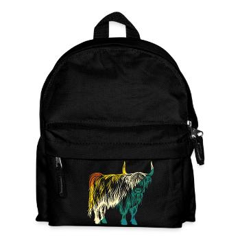 Kuh Rind Hochlandrind - Kinder Rucksack - Schwarz - Vorne