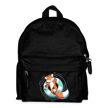 Entspannter Fuchs im Pool – Sommer & Leichtigkeit - Kinder Rucksack - Schwarz - Vorne