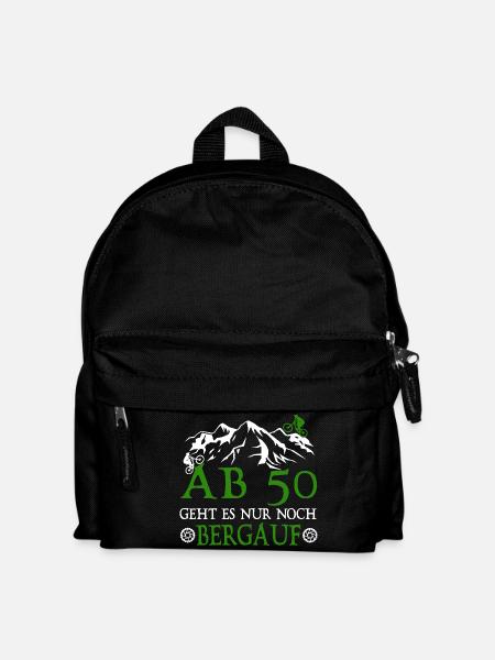 Ab 50 Geht es nur noch Bergauf 50 Geburtstag Biker - Kinder Rucksack - Schwarz