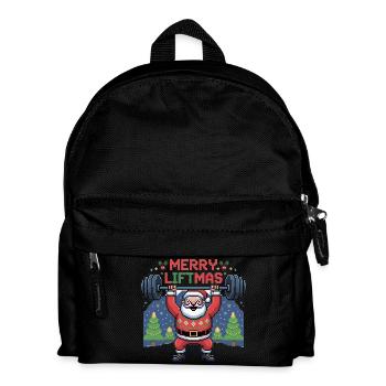 Pixel Santa hebt Gewichte - Kinder Rucksack - Schwarz - Vorne