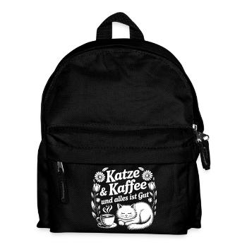 Cat & Coffee Snuggle Design - Kids' Backpack - black - Front