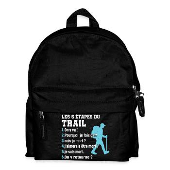 Les 6 étapes du trail humour trail running - Sac à dos Enfant - noir - Devant