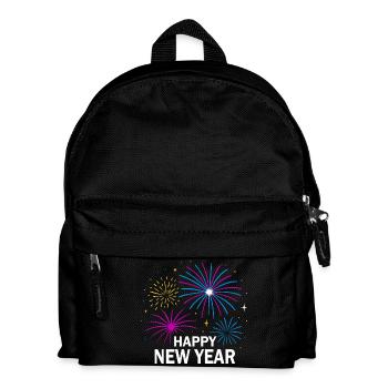 Feuerwerk Silvester Design – Happy New Year - Kinder Rucksack - Schwarz - Vorne