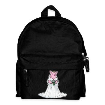Schwein Braut Blumenstrauß Hochzeit - Kinder Rucksack - Schwarz - Vorne