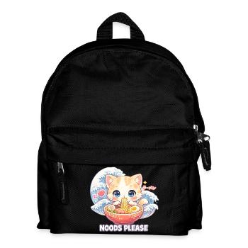 Japan Katze Ramen Nudel Retro Welle Motiv - Kinder Rucksack - Schwarz - Vorne