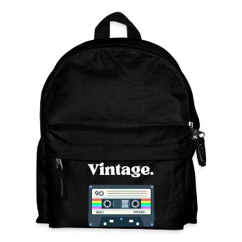 Retro-Vintage-Kassette – Nostalgie-Design - Kinder Rucksack - Schwarz - Vorne