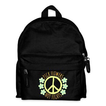 Cueillez des fleurs, pas des disputes, fleurs Paix Logo drôle - Sac à dos Enfant - noir - Devant