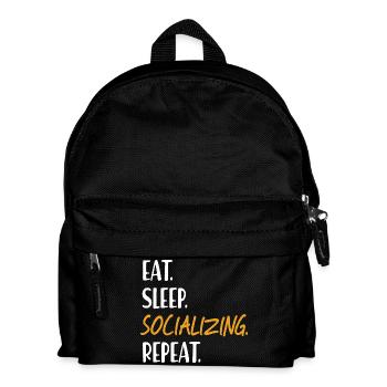EAT SLEEP SOCIALIZING Gesellig Sein Vernetzung - Kinder Rucksack - Schwarz - Vorne