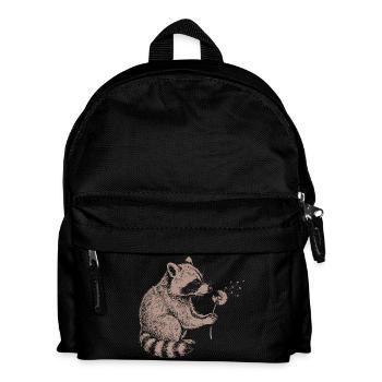 Whimsical Raccoon Dandelion Vintage Sketch Animal - Kids' Backpack - black - Front