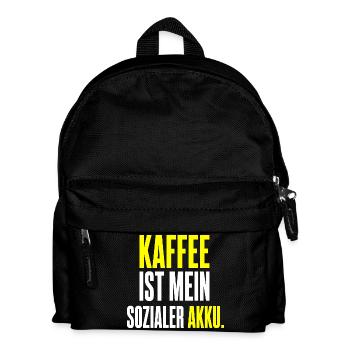 Kaffee ist mein sozialer Akku - Kinder Rucksack - Schwarz - Vorne