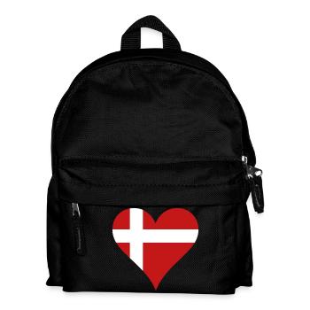 Danish Heart with Flag - Kids' Backpack - black - Front