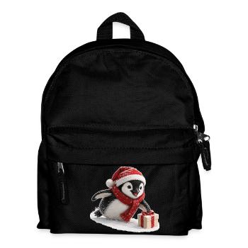 Weihnachts Pinguin - Kinder Rucksack - Schwarz - Vorne
