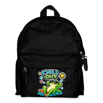Chillfrosch am Pool - Kinder Rucksack - Schwarz - Vorne