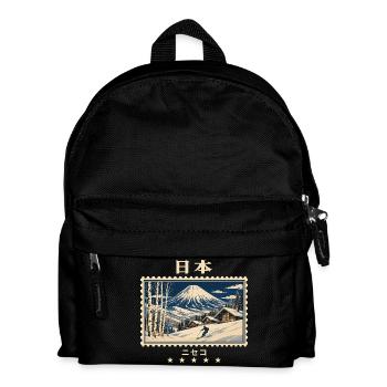 Japan Niseko Vintage Reisemarke - Kinder Rucksack - Schwarz - Vorne