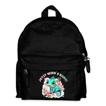 Now it's getting colorful - Cute watercolor chameleon - Kids' Backpack - black - Front