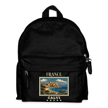 Frankreich Calvi Vintage Reisemarke - Kinder Rucksack - Schwarz - Vorne