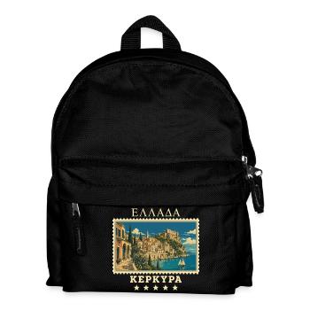 Griechenland Korfu Vintage Reisemarke - Kinder Rucksack - Schwarz - Vorne
