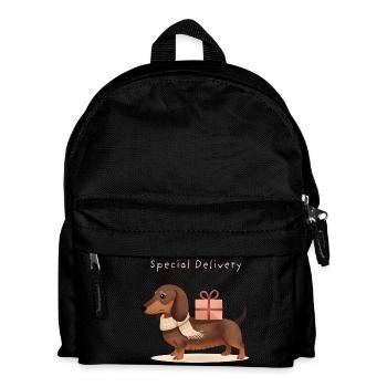 Special Delivery Dachshund Gift Christmas - Kids' Backpack - black - Front