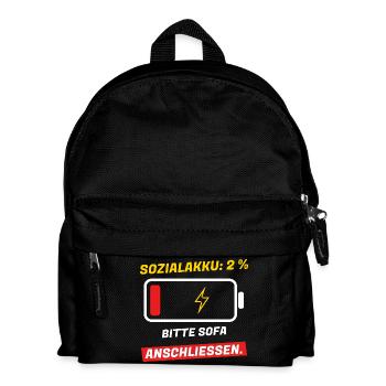 Sozialakku 2 % - bitte Sofa anschließen - Kinder Rucksack - Schwarz - Vorne
