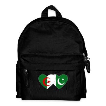 Algeria Pakistan Flag Heart - Kids' Backpack - black - Front