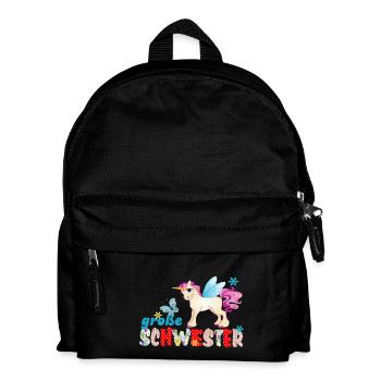 große Schwester Einhorn - Kinder Rucksack - Schwarz - Vorne