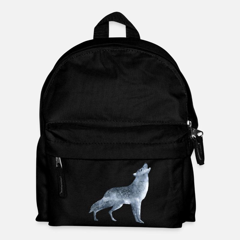 Howling wolf in the moonlight - Kids' Backpack - black