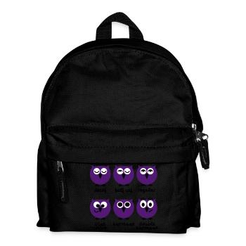 Funny Owls with Coffee Chart | T-shirts printing - Kids' Backpack - black - Front