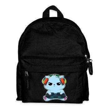 Gamer-Katze - Kinder Rucksack - Schwarz - Vorne