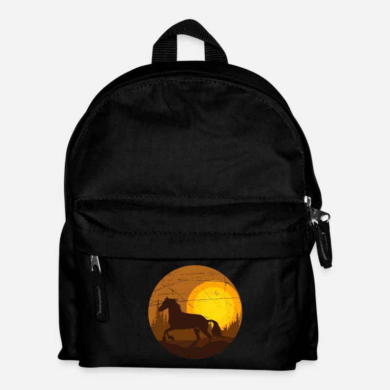 Pferd im Sonnenuntergang - Kinder Rucksack - Schwarz