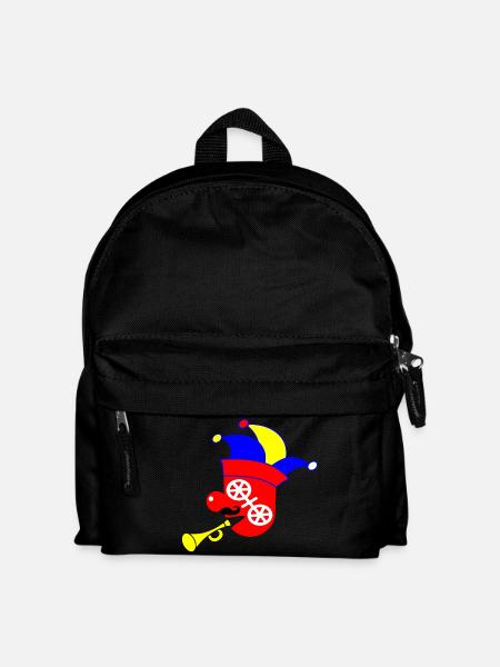 Karnevalsfigur mit bunter Clownmaske - Kinder Rucksack - Schwarz