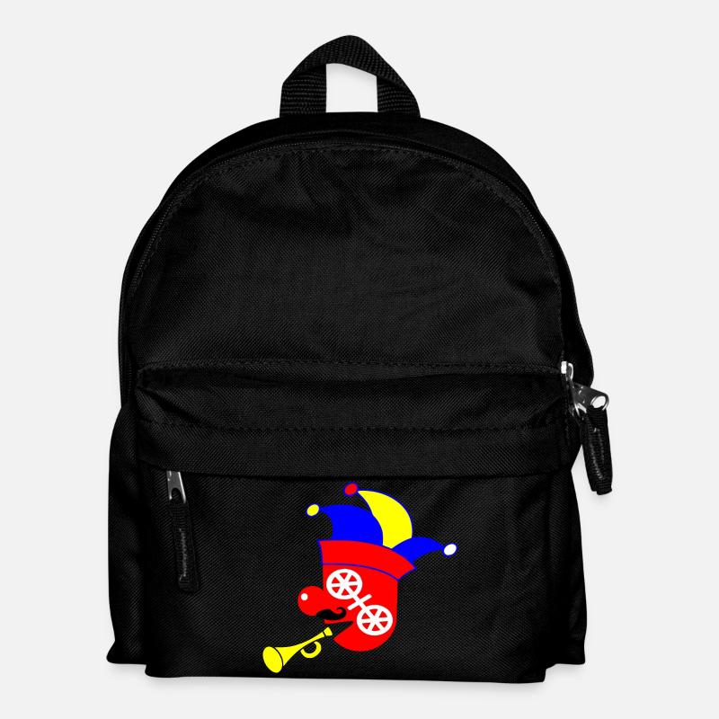 Karnevalsfigur mit bunter Clownmaske - Kinder Rucksack - Schwarz