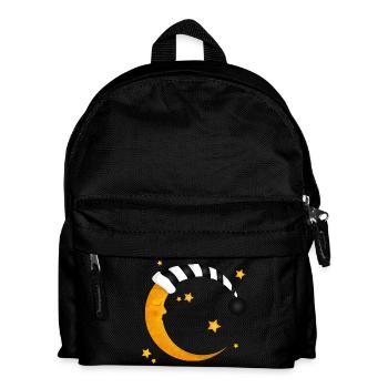 lune endormie avec un bonnet de couchage à rayures - Sac à dos Enfant - noir - Devant