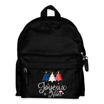 Joyeux Noël Weihnachtsbäume Frankreich Flagge - Kinder Rucksack - Schwarz - Vorne