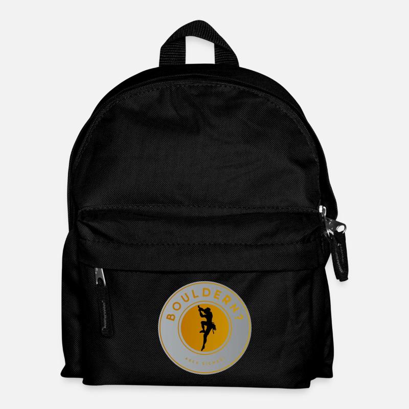 Bouldern: Kletter-Silhouette, Boulder-Queen - Kinder Rucksack - Schwarz