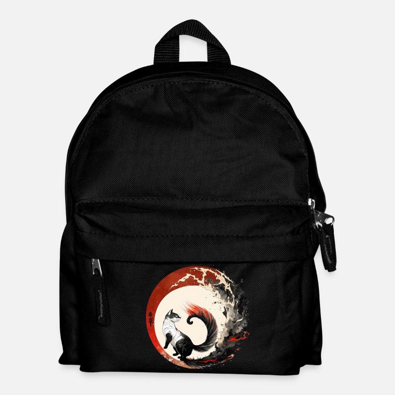 Katze Japanischer Stil - Kinder Rucksack - Schwarz
