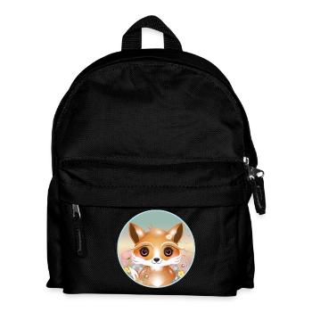 Renard mignon sur une prairie fleurie au printemps - Sac à dos Enfant - noir - Devant