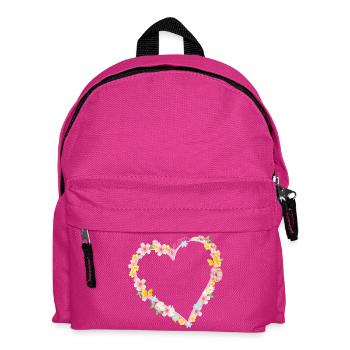 pink heart frame decorated with abundant flowers - Kids' Backpack - fuchsia - Front