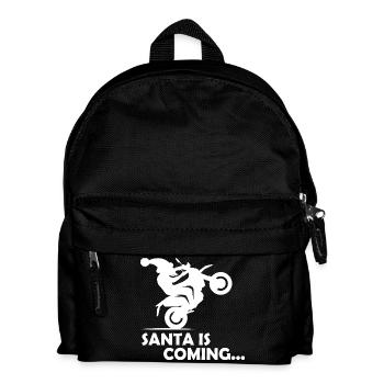 Santa Motorcycle Biker Symbol Wheelie Christmas - Kids' Backpack - black - Front