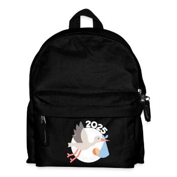 Storch mit Baby 2025 - Kinder Rucksack - Schwarz - Vorne