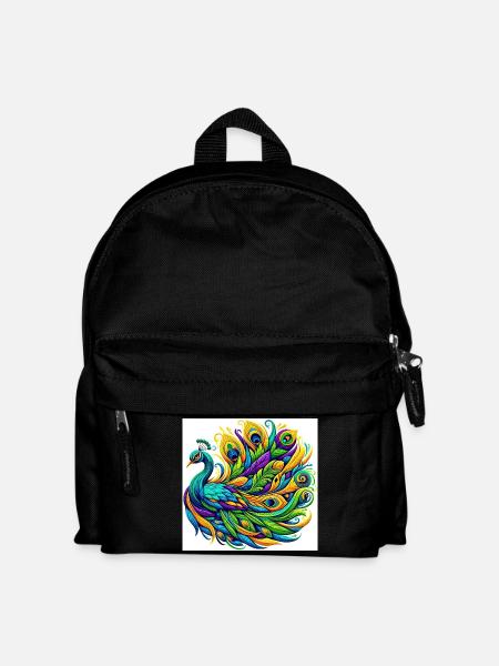 Pfau - Kinder Rucksack - Schwarz