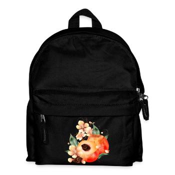 Demi-pêche, pêches, feuilles et fleurs de pêcher - Sac à dos Enfant - noir - Devant