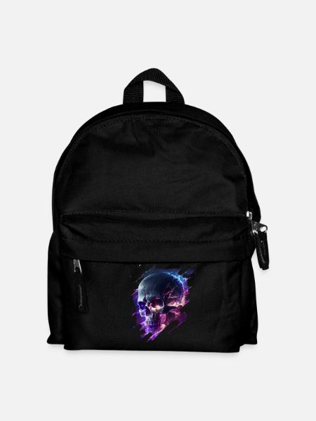 Neon-Kriegs Skull Design - Kinder Rucksack - Schwarz