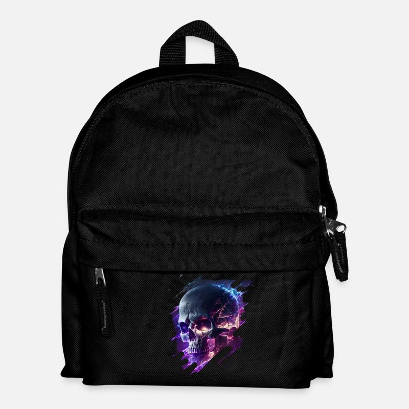 Neon-Kriegs Skull Design - Kinder Rucksack - Schwarz