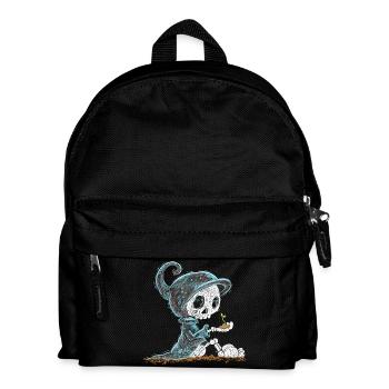 Skelett Hält Pflanze Hoffnung Entstehung - Kinder Rucksack - Schwarz - Vorne