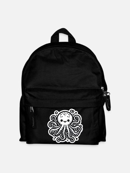 Krake Octopus weiß Sticker - Kinder Rucksack - Schwarz