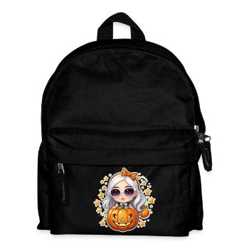 Mädchen zu Halloween mit Kürbis und Sternchen - Kinder Rucksack - Schwarz - Vorne