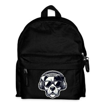 Hund Kopfhörer Brille cool - Kinder Rucksack - Schwarz - Vorne