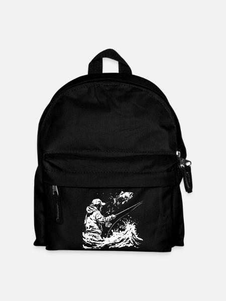 Angeln Skizze - Kinder Rucksack - Schwarz