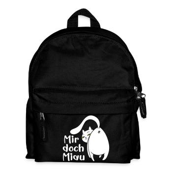 Katze lustig Miau egal lustige Sprüche Haustier - Kinder Rucksack - Schwarz - Vorne