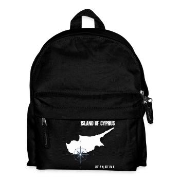 Cyprus island outline with compass and coordinates - Kids' Backpack - black - Front
